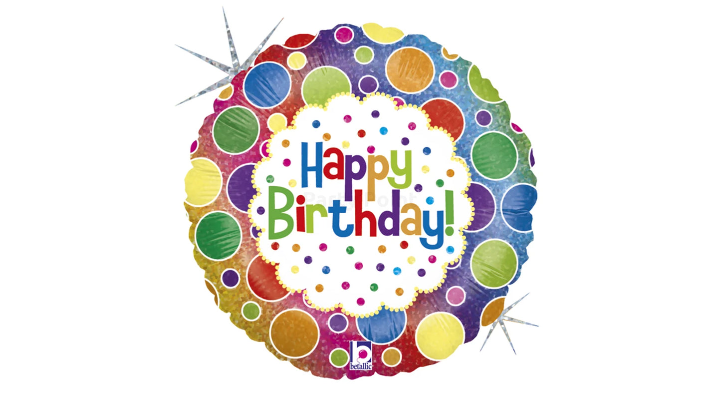 Happy Birthday szivárvány színű fólia lufi
