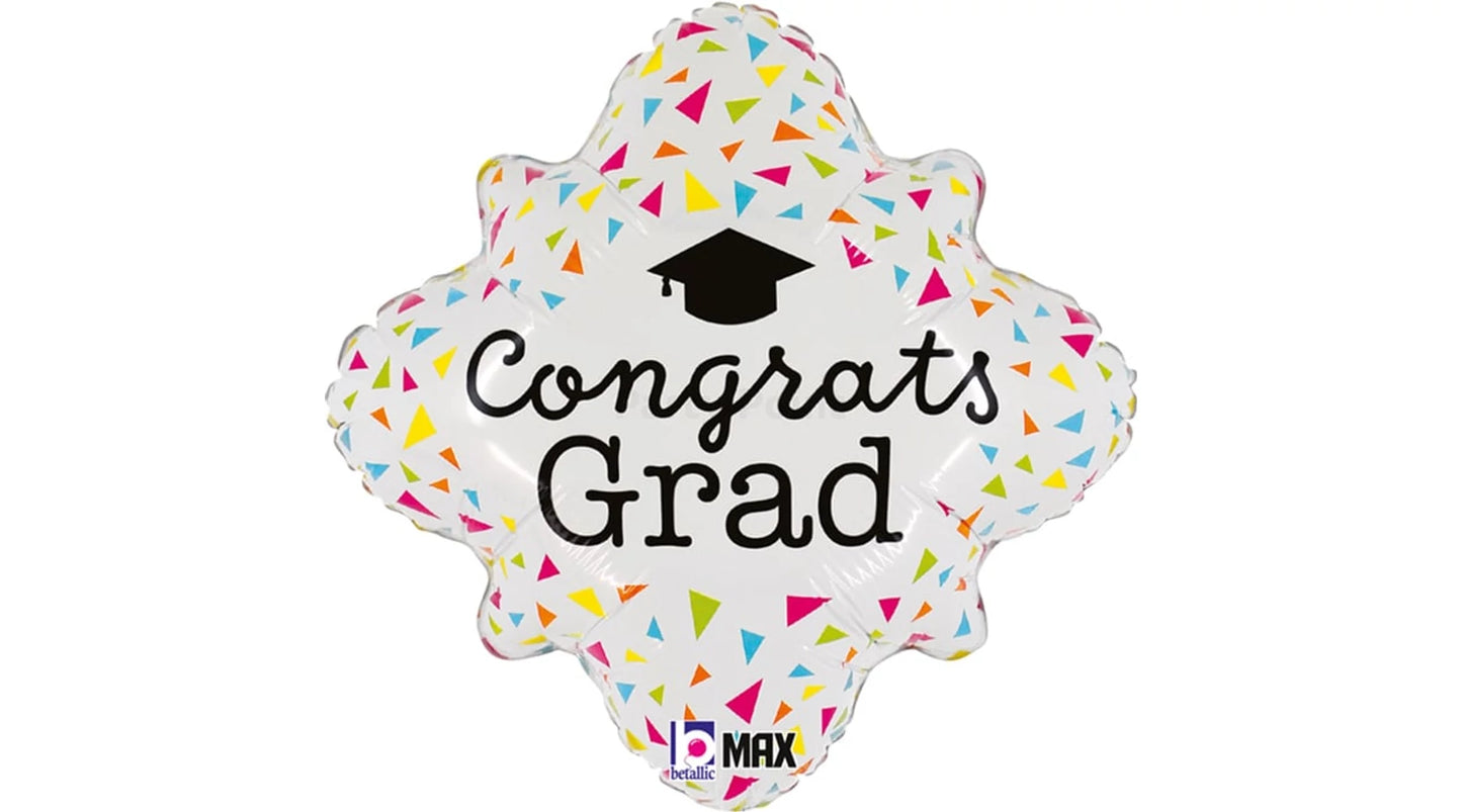 45 cm Congrats Grad Neon gyémánt alakú fólia lufi