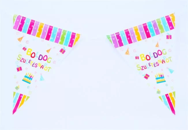 Boldog Születésnapot rózsaszín csíkos zászló