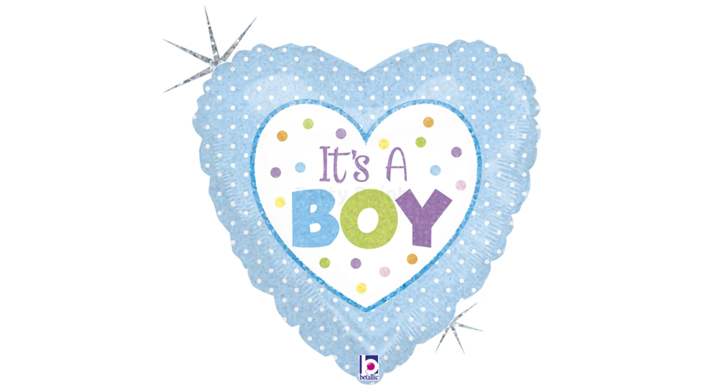 It's A Boy kék szív alakú fólia lufi
