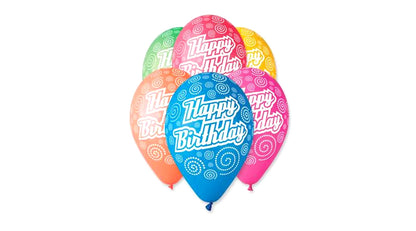 30 cm-es Happy Birthday mintás gumi lufi