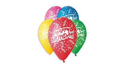 30 cm-es Happy Birthday mintás gumi lufi