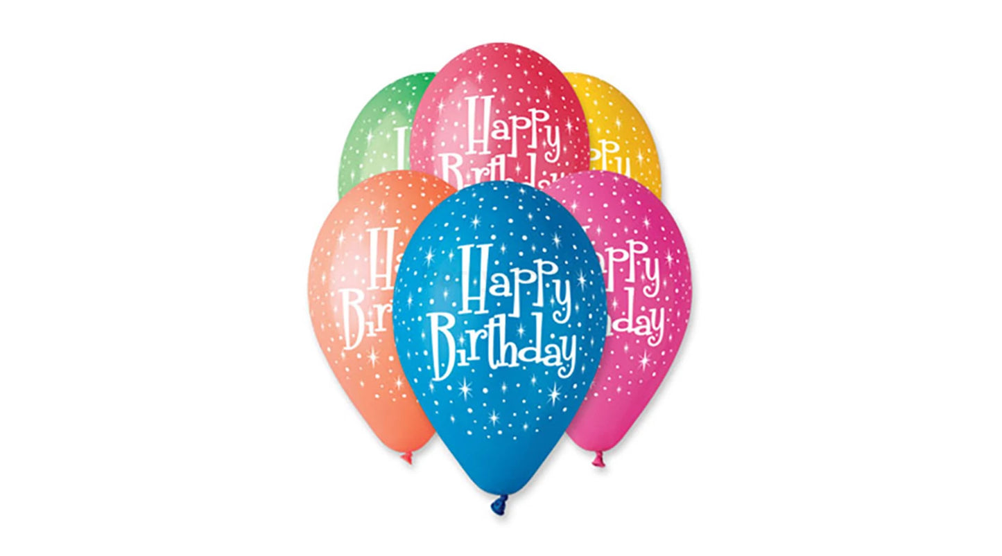 30 cm-es Happy Birthday mintás gumi lufi