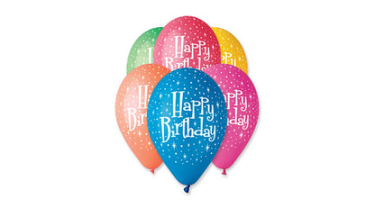 30 cm-es Happy Birthday mintás gumi lufi