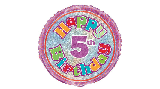 Happy 5th Birthday prizmás fólia lufi