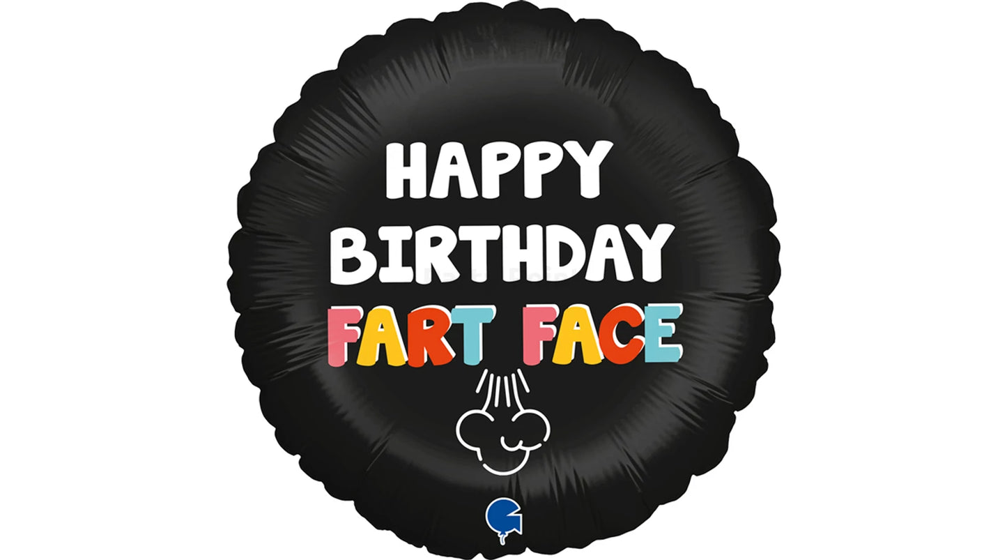 45 cm-es Happy Birthday Fart Face fólia lufi