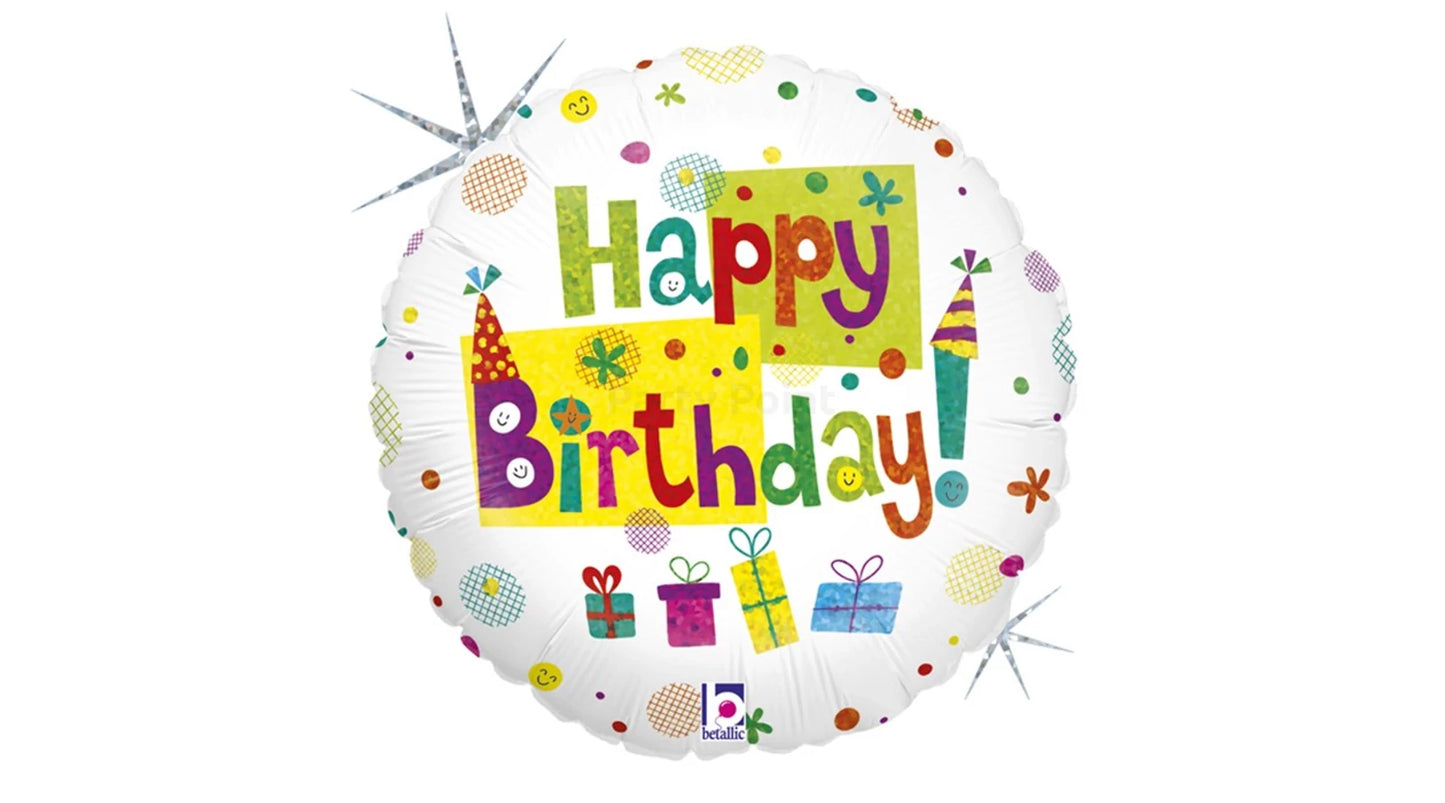 45 cm-es ajándékdobozos Happy Birthday fólia lufi