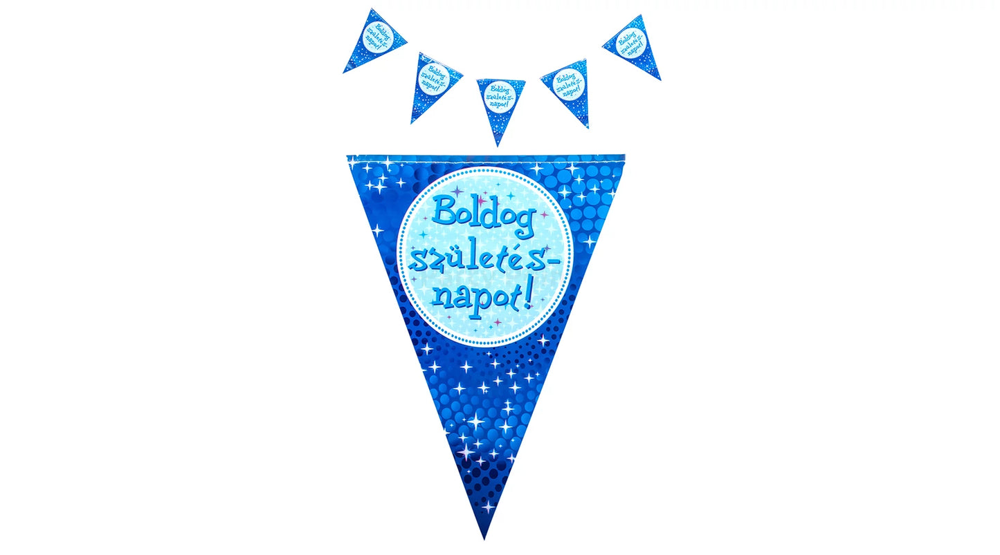 Boldog születésnapot kék zászlófüzér