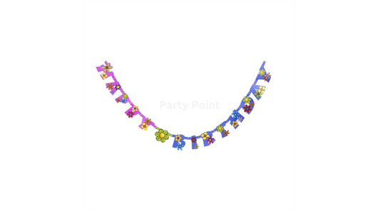 Virág mintás Happy Birthday színes füzér