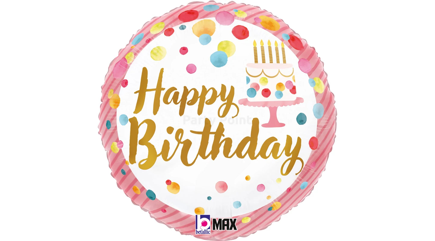 Happy Birthday satin party kétoldalas fólia lufi