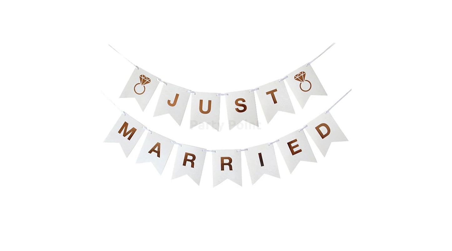 Just Married fehér-rosegold felirat