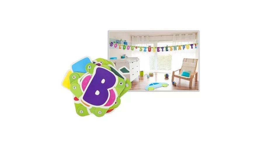 Boldog Születésnapot zászlós betűfelirat