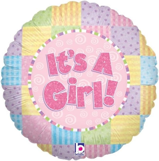 It's a Girl patchwork mintás fólia lufi