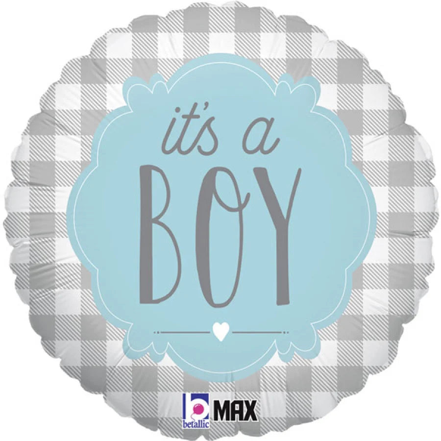 It's a Boy kocka mintás fólia lufi