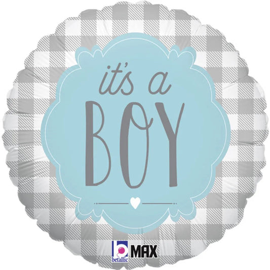 It's a Boy kocka mintás fólia lufi