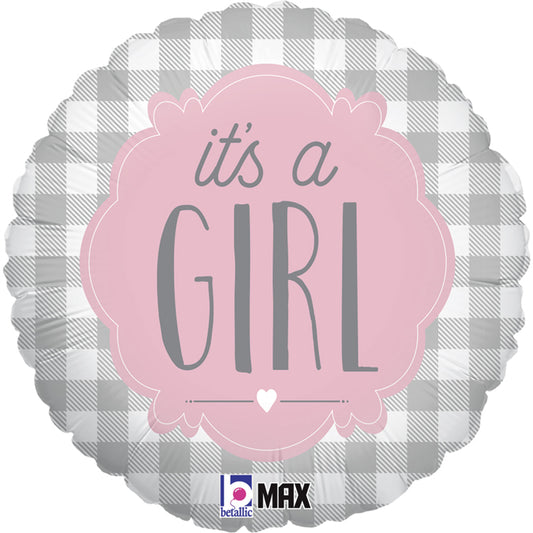 It's a Girl kocka mintás fólia lufi (Másolat)