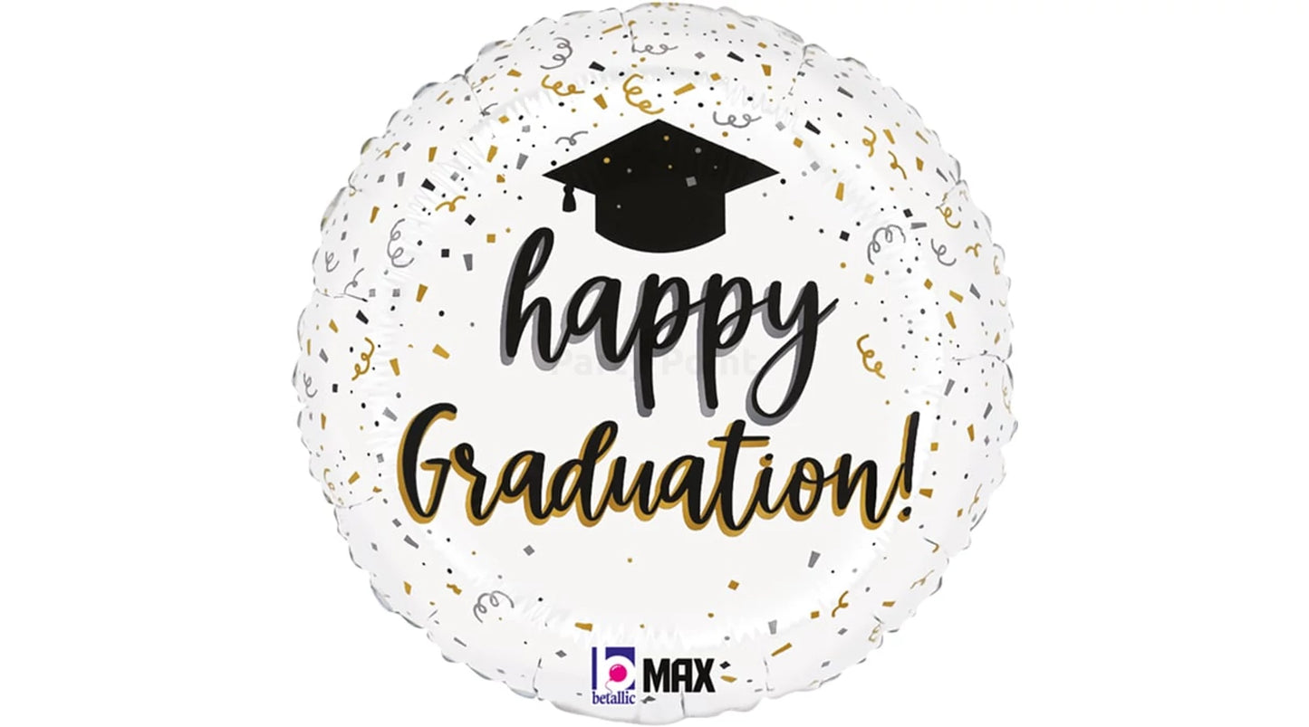 45 cm konfettis Happy Graduation fólia lufi