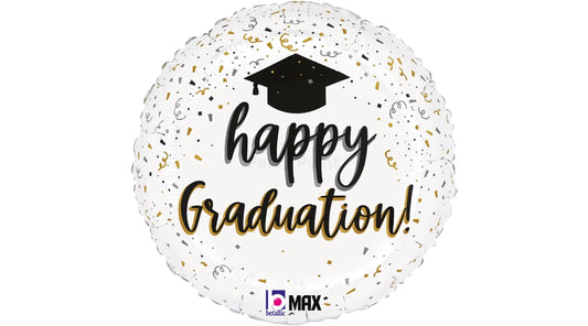 45 cm konfettis Happy Graduation fólia lufi