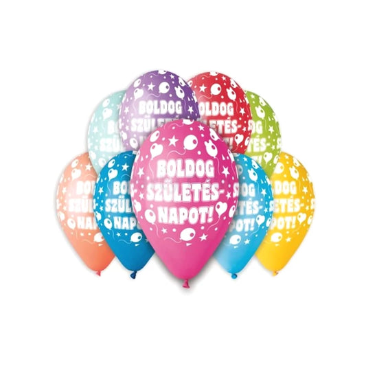30 cm-es Boldog Születésnapot mintás gumi lufi