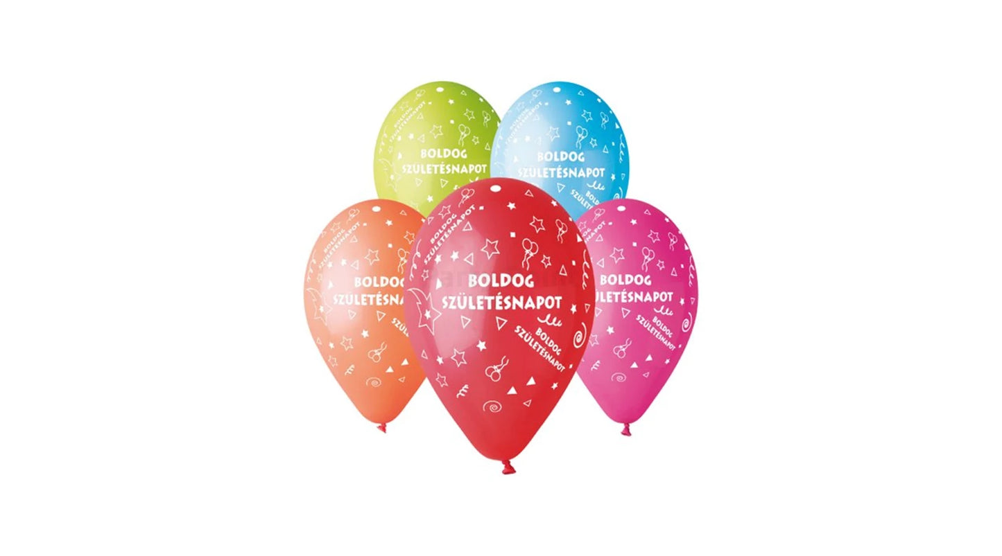 30 cm-es Boldog Születésnapot mintás gumi lufi